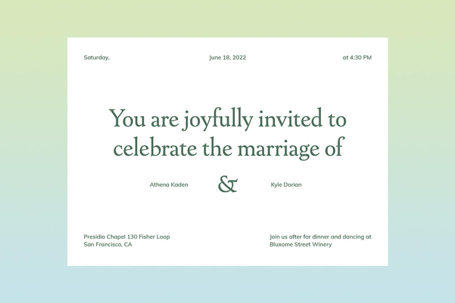 email invitation for wedding ceremony