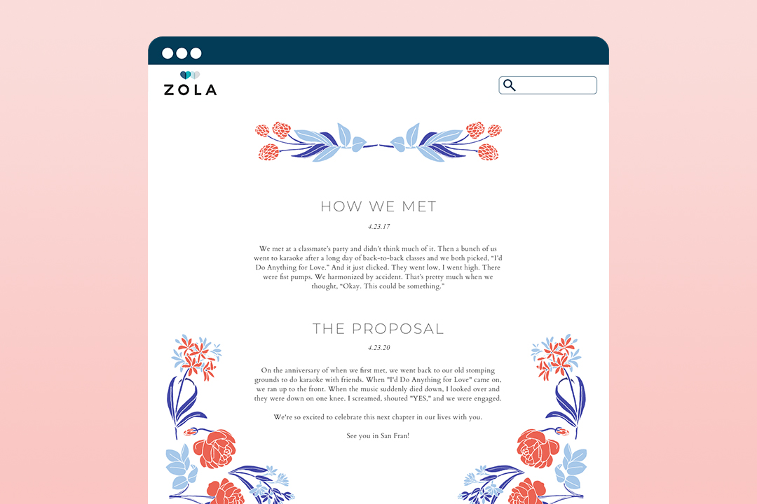 Wedding Website Bio Couple Story Templates Zola Expert Wedding Advice