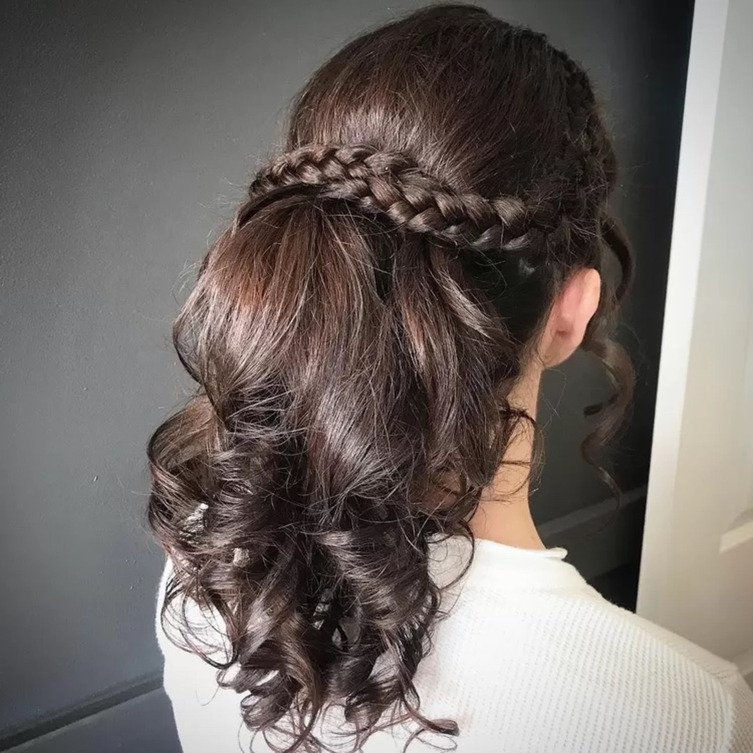 Double Braid with Supported Ponytail Wedding Hair