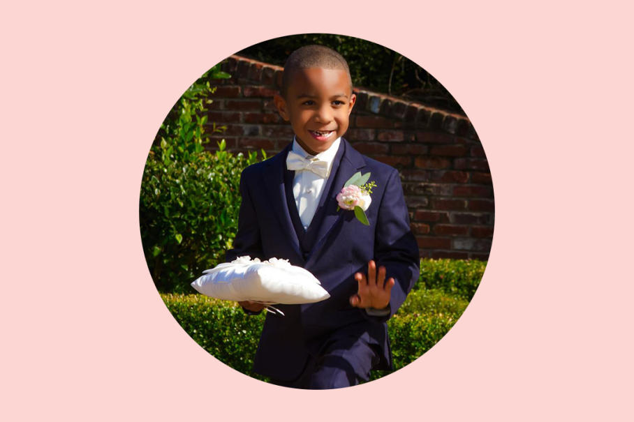 Monogrammed boy ties, personalized ring bearer wedding attire