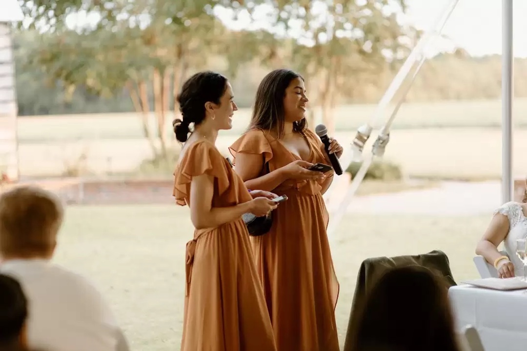 Two Bridesmaids Giving a Wedding Toast