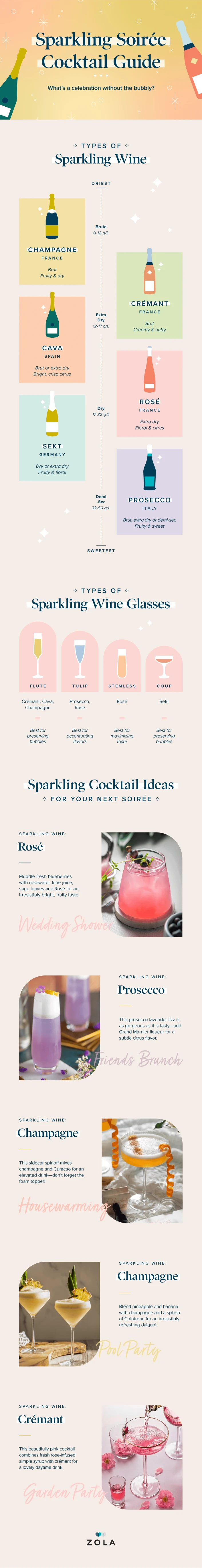 Infographic of cocktail guide with different types of wine