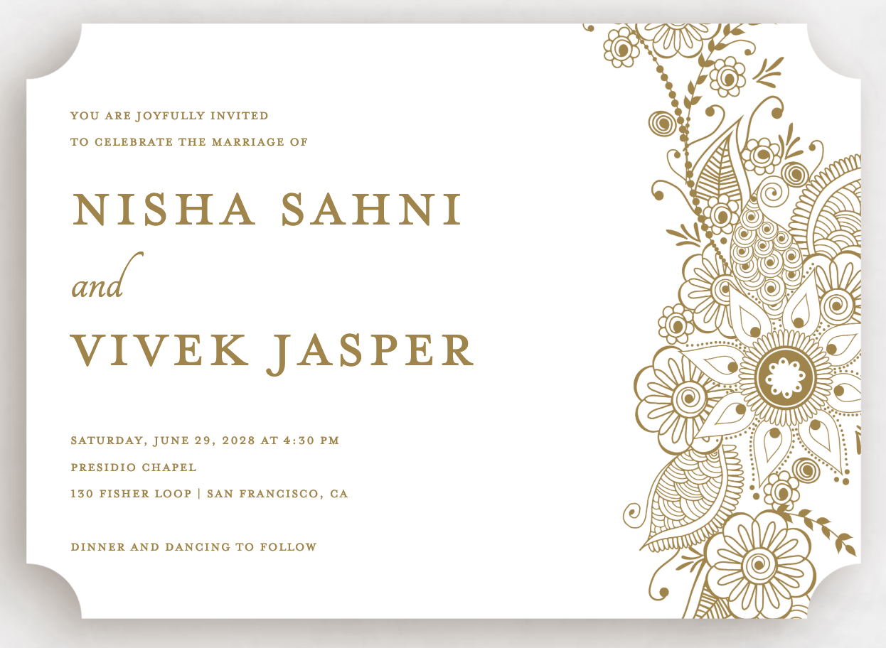 Cultural Wedding Theme Invitations Henna India