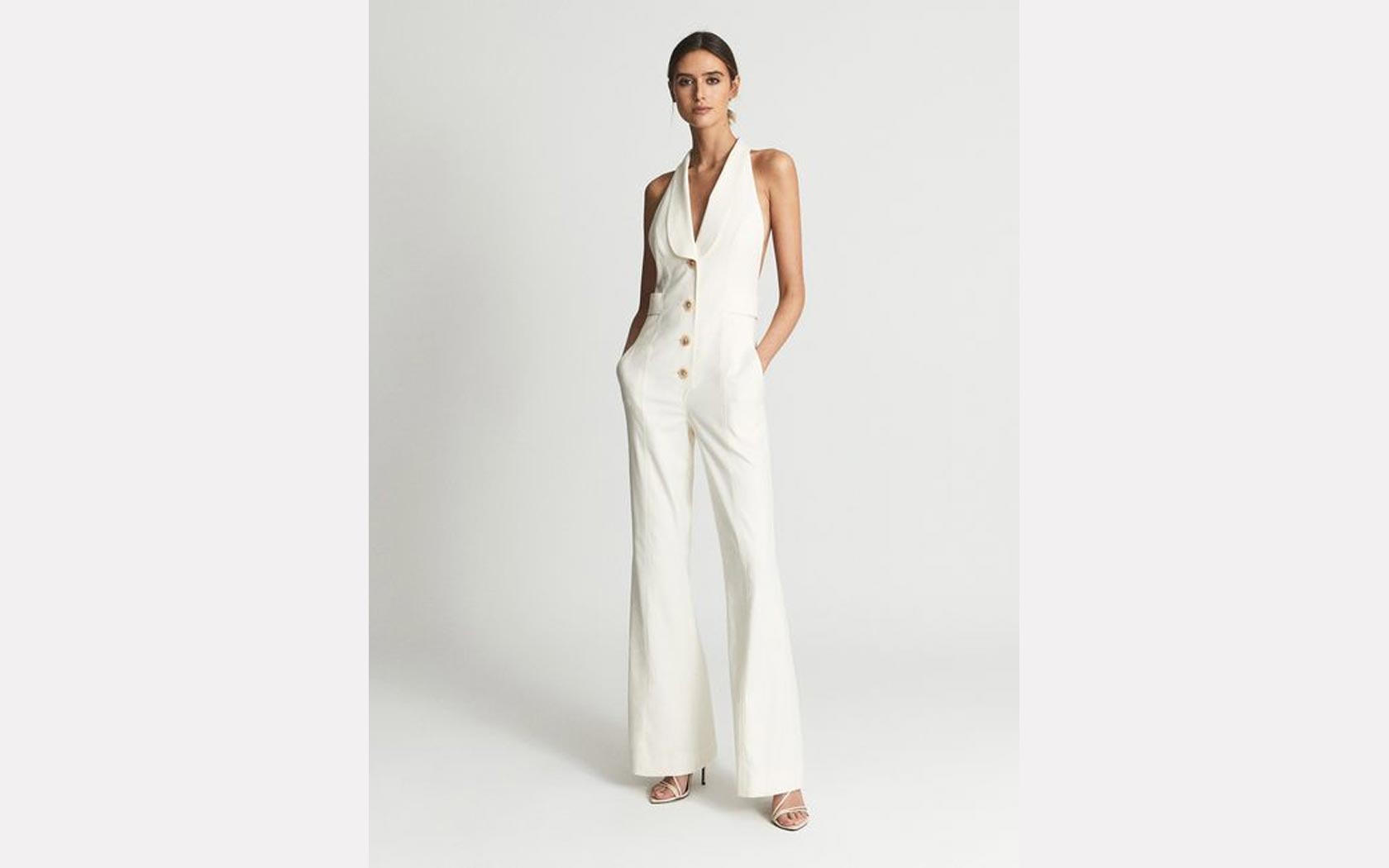 Herve Leger Fringe Tailored Straight-Leg Ankle Jumpsuit