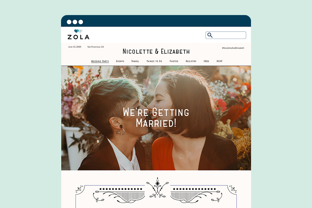 Wedding website domain name examples