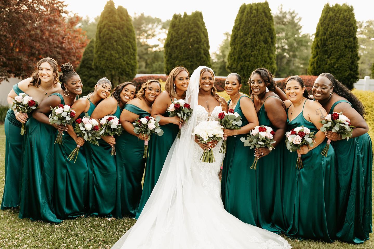 David's Bridal Green Bridesmaids Gowns