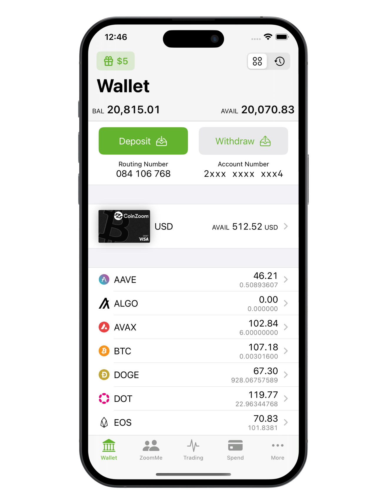 Manage your finances effortlessly with the CoinZoom app.