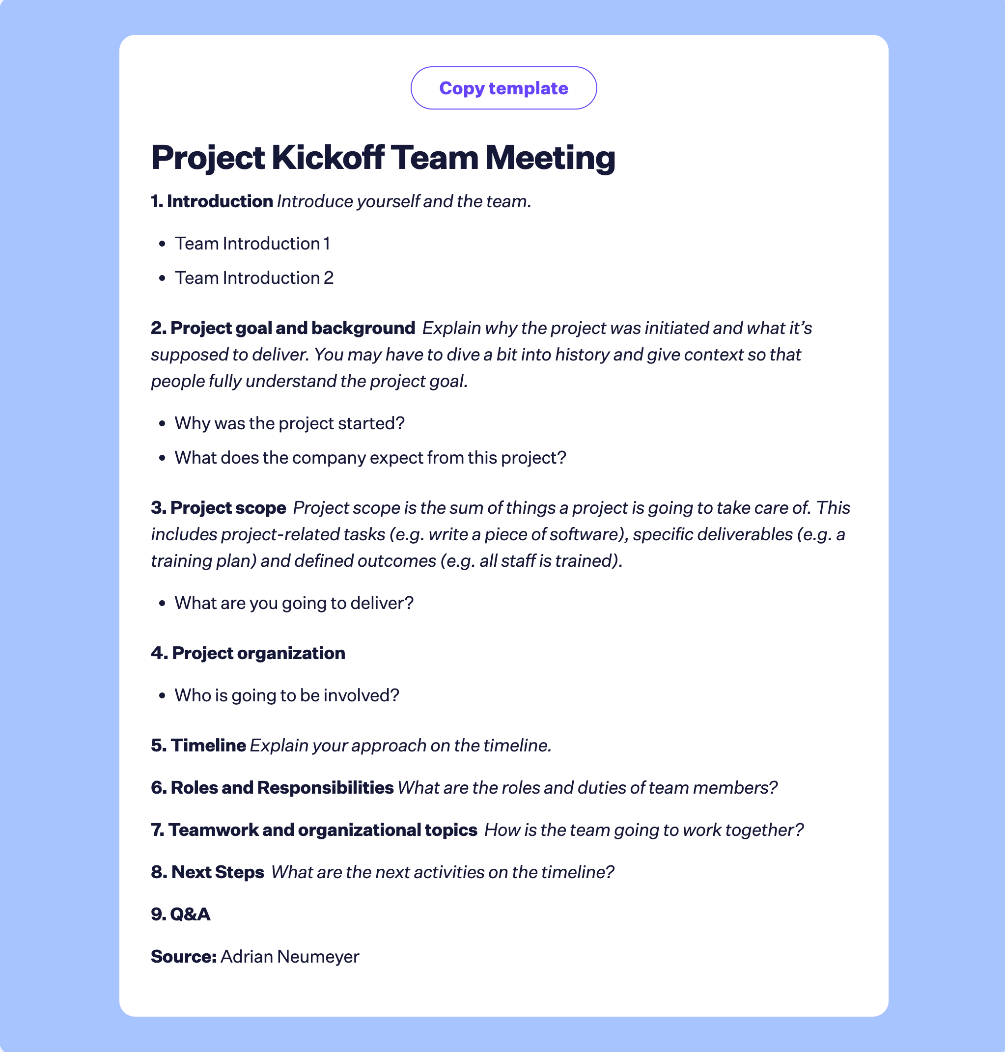 Kick off means to begin, to start. Example: The tomorrow's meeting will…
