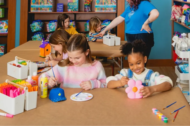 Kids birthday party at CAMP making crafts together