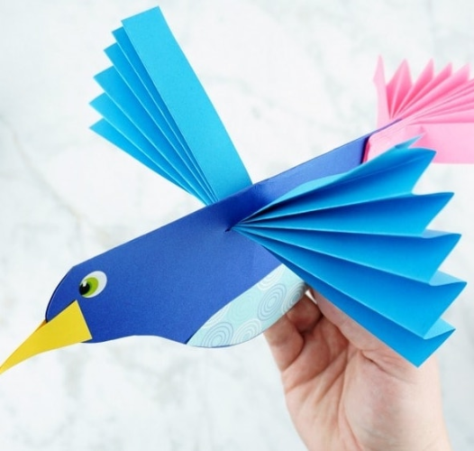 Colorful Paper Bird Craft 