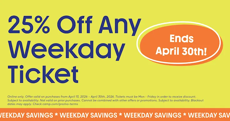 Springtime special. 25% off tickets when you buy 4 or more at CAMP. Ends April 12th!