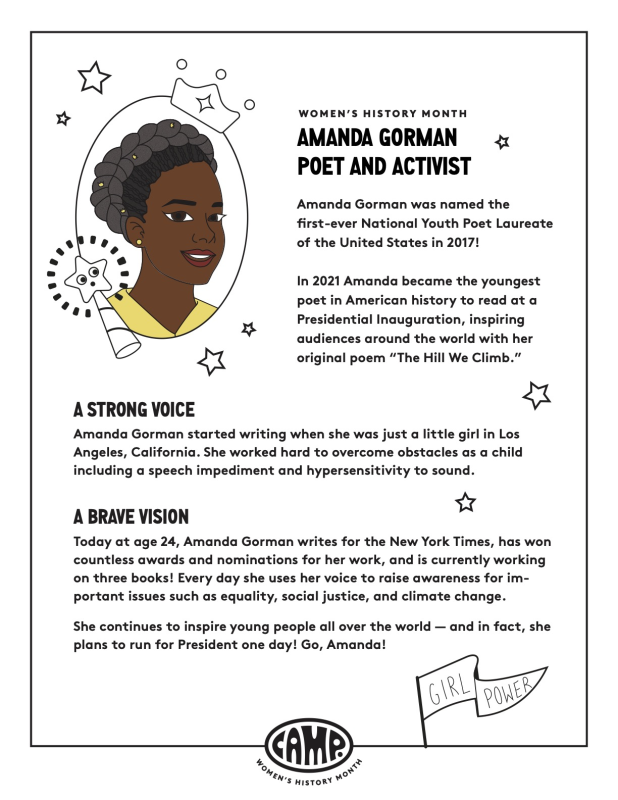 Women's History Month Crafts: Amanda Gorman Poetry Book | CAMP