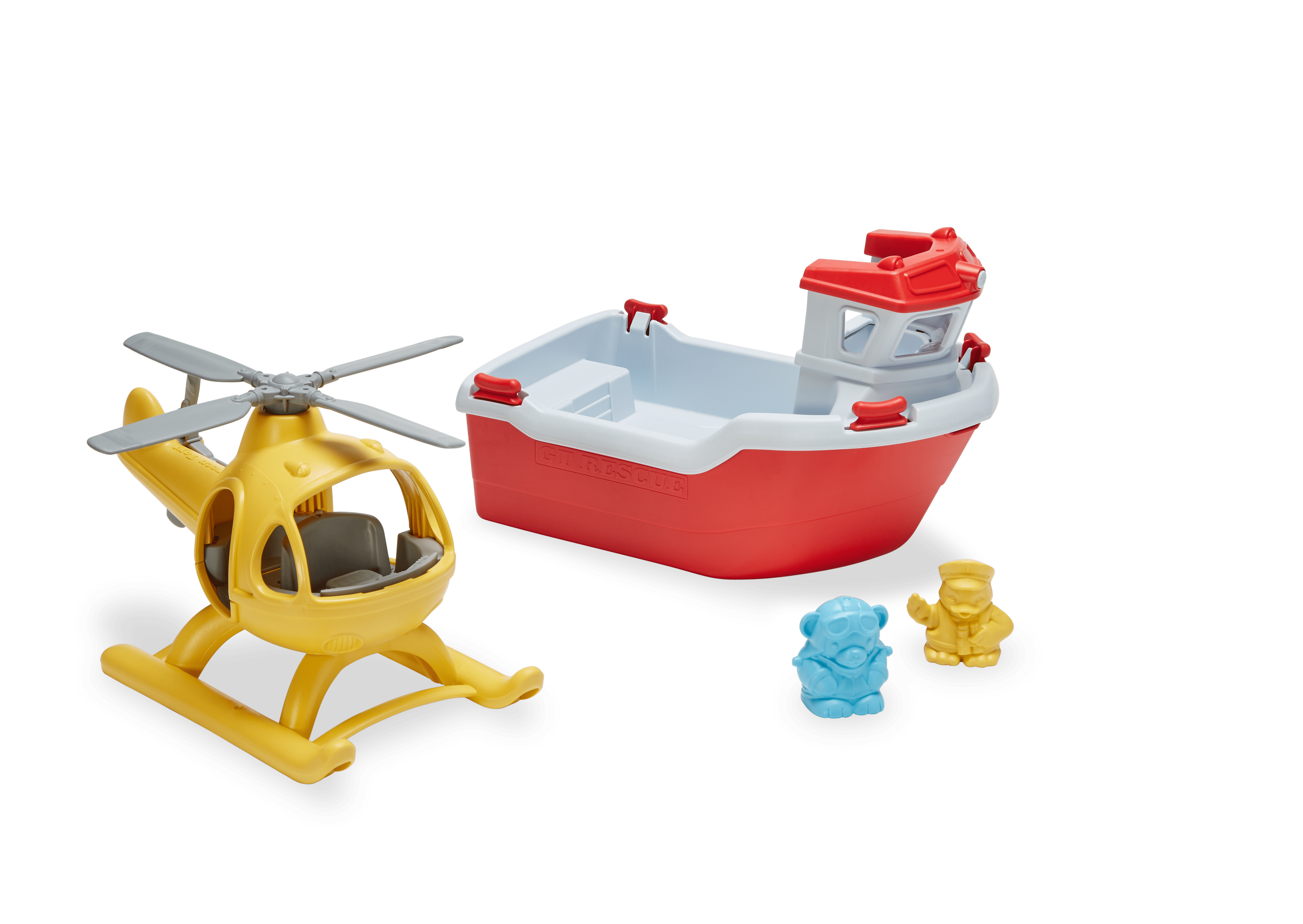 green toys rescue boat and helicopter