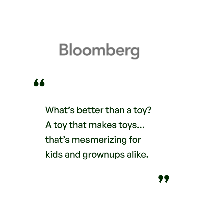 From Bloomberg: What's better than a toy? A toy that makes toys... that's mesmerizing for kids and grownups alike.