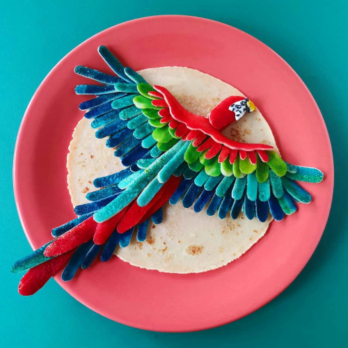 Tropical Macaw Pancakes