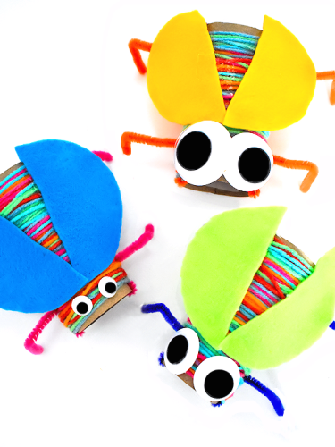 cardboard-roll-colorful-yarn-bugs-craft