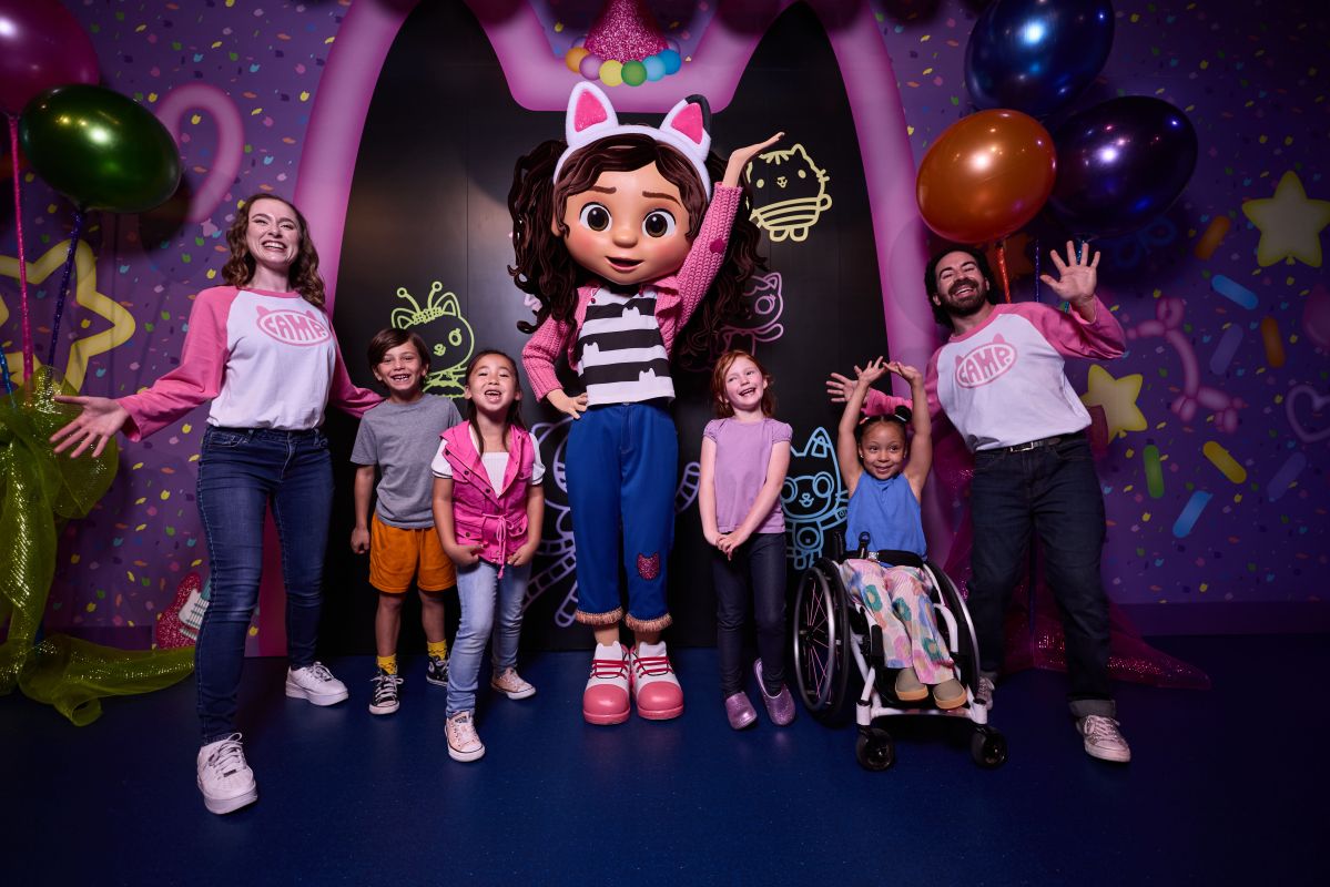 Children meeting and dancing with Gabby at Gabby's Dollhouse at CAMP