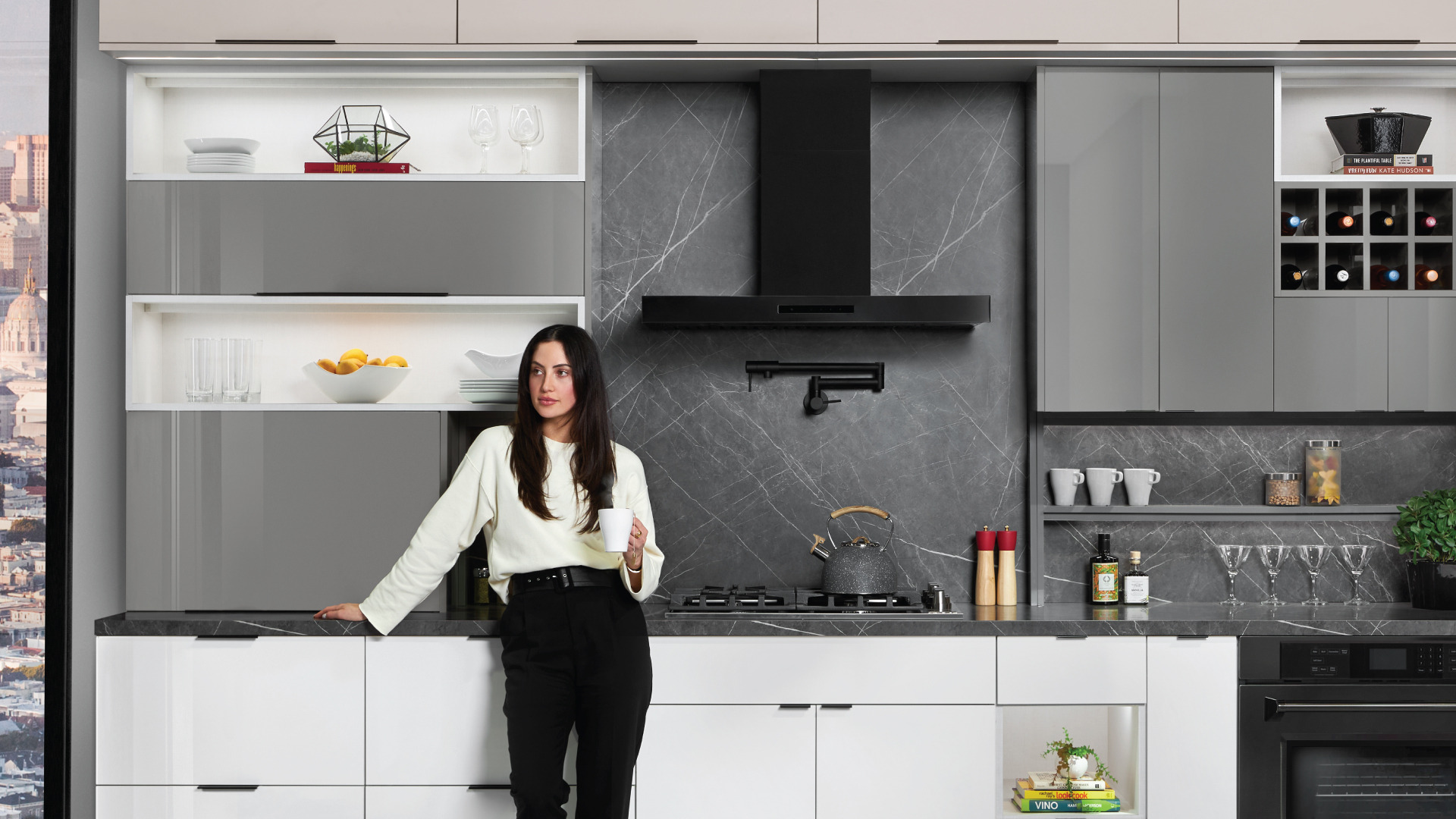 Illume Slab Gray Kitchen Cabinets