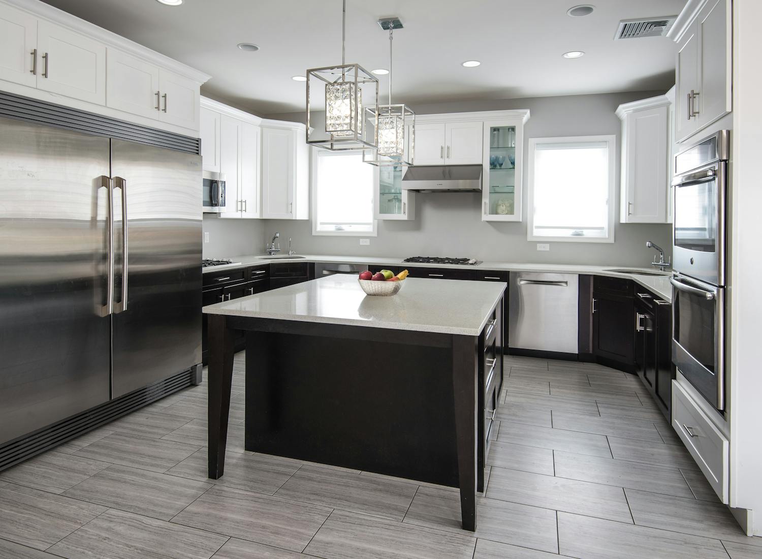 Black and white kitchen with nice big island