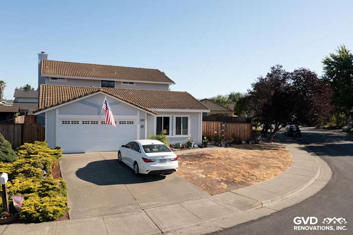 Updated home exterior in Petaluma with new siding, windows, and enhanced curb appeal