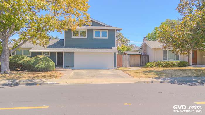Two-story home featuring James Hardie siding in Evening Blue with Arctic White trim in Santa Clara, CA