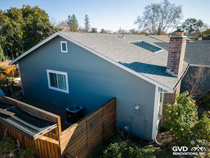 Sonoma home featuring James Hardie Boothbay Blue siding and Simonton windows, showcasing a fresh exterior upgrade