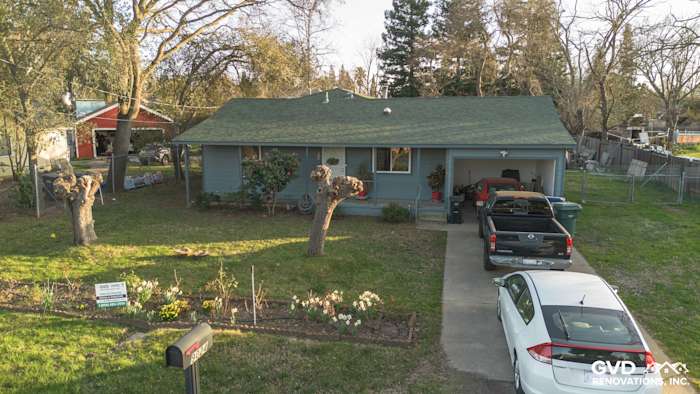 Home exterior showcasing new Boothbay Blue James Hardie siding and Anlin windows in Orangevale, CA