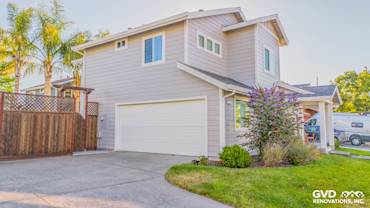 Modern home exterior featuring James Hardie Lap Siding in Pearl Gray and Anlin Windows in Petaluma, CA