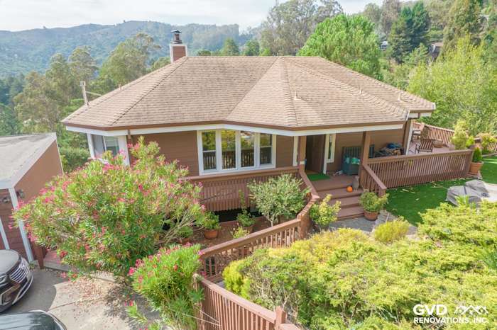 Home exterior in Mill Valley featuring James Hardie Lap Siding and Anlin Catalina Windows with landscaped surroundings