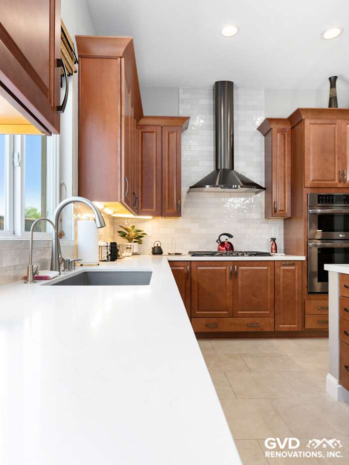 Bright kitchen remodel in Elk Grove featuring quartz countertops, modern cabinetry, and stainless steel appliances