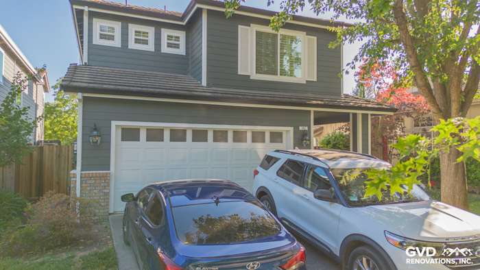 Home exterior showcasing James Hardie Lap Siding in Iron Gray with Arctic White trim and Anlin Windows in Petaluma, CA