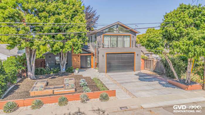 Home exterior featuring James Hardie V Groove Artisan Siding and modern landscaping in San Jose, CA
