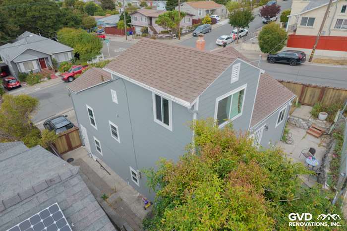 Contemporary home exterior in Richmond featuring Gray Slate James Hardie siding and Arctic White trim