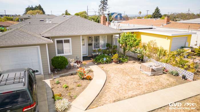 Monterey Taupe James Hardie siding with Arctic White trim on a renovated El Cerrito home exterior