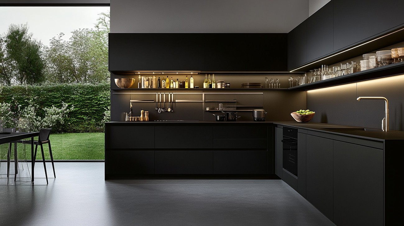 black cabinets photo