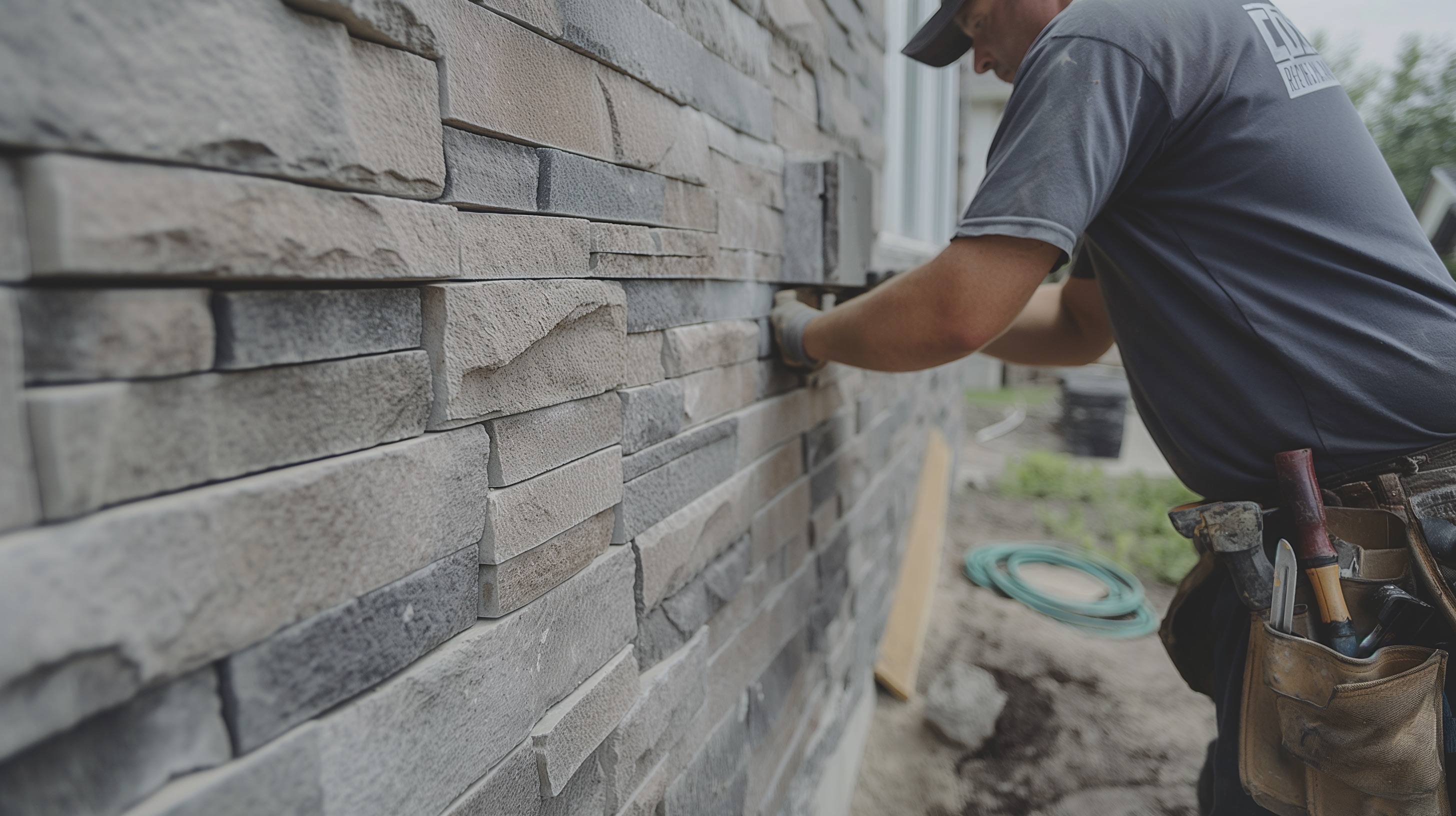 faux stone siding installation