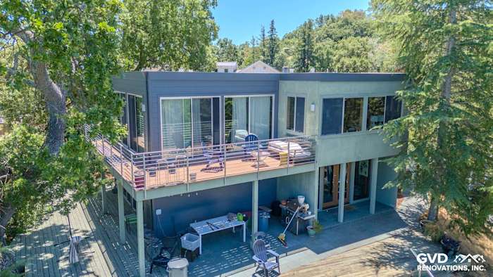 Modern home exterior in Lafayette, CA featuring James Hardie Night Gray siding and custom trim