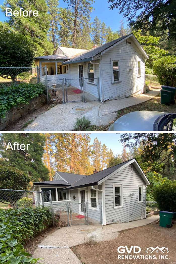 Transformed home exterior in Grass Valley featuring Prodigy Vinyl Siding, fresh paint, and updated roof