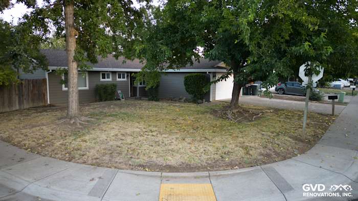 New Cobble Stone James Hardie Lap Siding on Orangevale home exterior with landscaped front yard