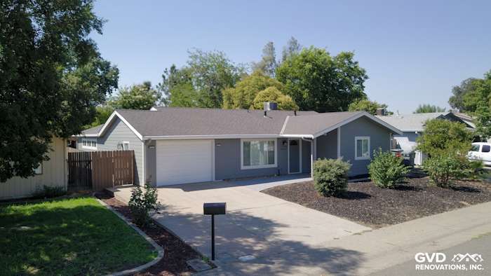 Rocklin home featuring Seal Gray HardiePlank siding and Arctic White trim, showcasing a modern exterior update