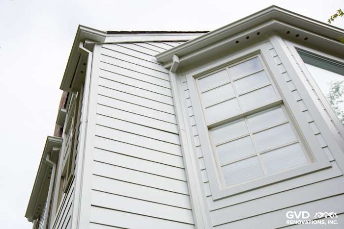 Arctic White James Hardie Lap Siding on a remodeled home exterior in Orinda, CA