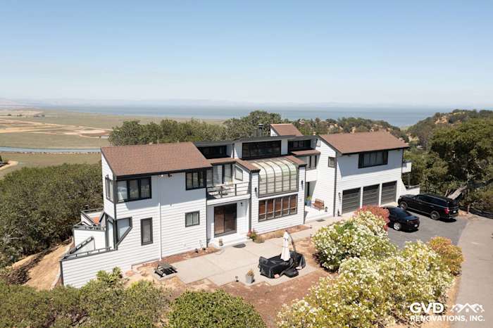 Transformed San Rafael home showcasing Arctic White James Hardie Lap Siding and modern architecture