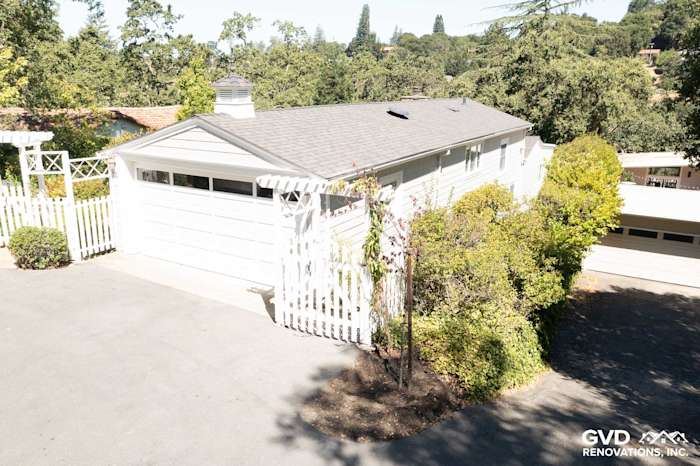 Home exterior featuring James Hardie Shingle Siding in Pearl Gray with landscaped yard in Orinda, CA
