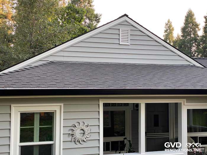 Light gray Prodigy Vinyl Siding from Alside on a home exterior in Grass Valley, showcasing a fresh, modern look