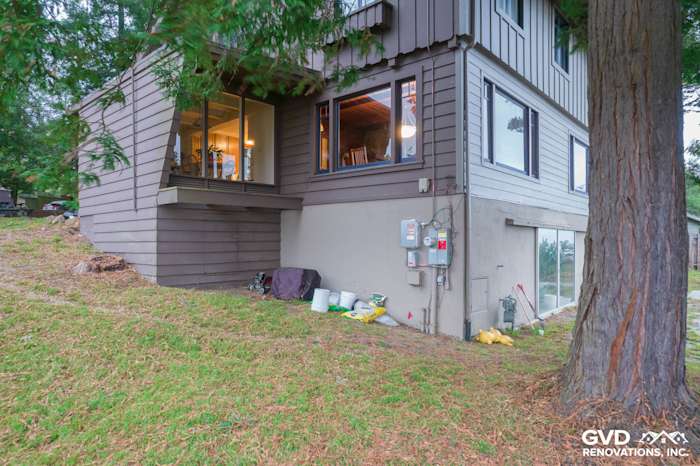 Exterior of a Berkeley home featuring James Hardie Lap and Batten siding in Timber Bark, with Anlin Windows installed