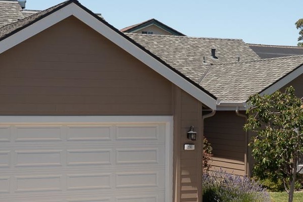 Foster City home featuring James Hardie Artisan Lap Siding in Khaki Brown with Arctic White trim