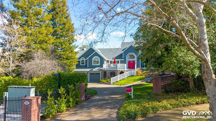 Charming home exterior in Petaluma featuring Night Gray James Hardie siding and Arctic White trim