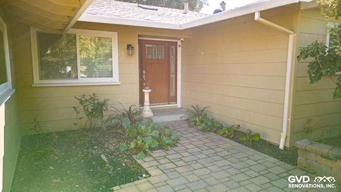 Updated home exterior featuring James Hardie siding and a landscaped pathway in Carmichael, CA