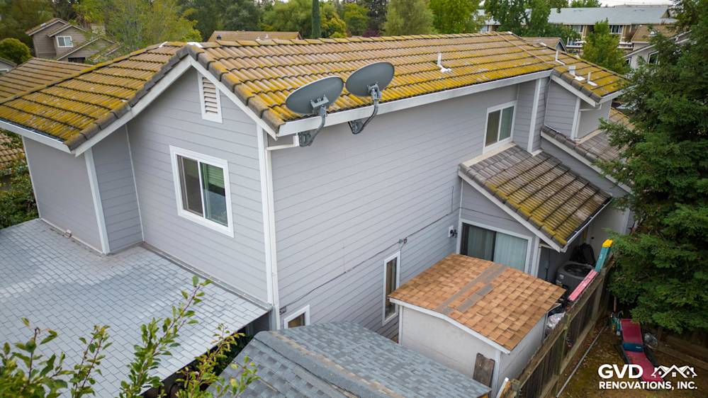 Home exterior showcasing James Hardie Pearl Gray siding with Arctic White trim in Rocklin, CA