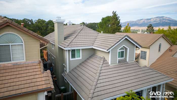 James Hardie Monterey Taupe lap siding with Arctic White trim on a Danville home exterior